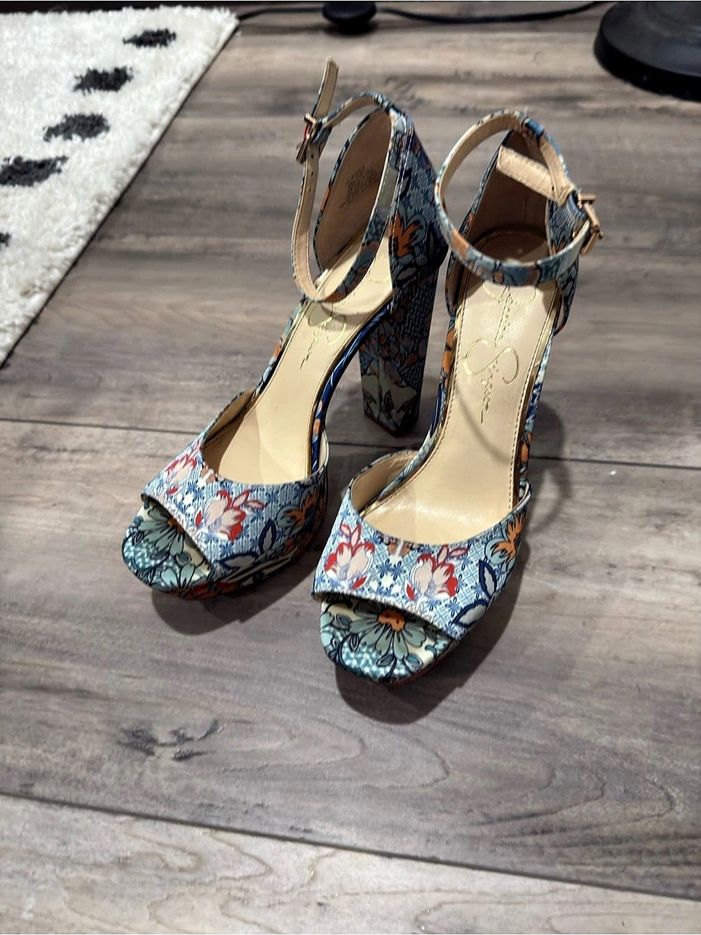 Jessica Simpson Pisila Platform Sandal Heels in Blue & Orange